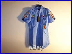 100% DSQUARED2 Mens Blue Boy Scout Patches Short Sleeve Casual Shirt 50/L