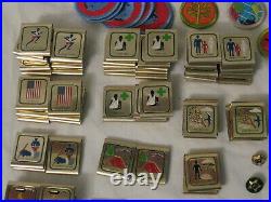 120 vintage BSA Boy Scouts lot patches patch sliders slide pin pins troop award
