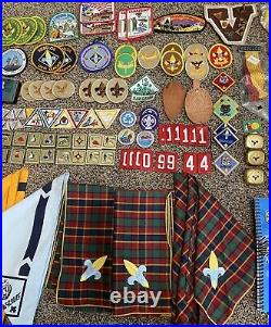 150 Pieces Vtg Boy Scout Mixed Lot Memorabilia Patches Pins Belt Badges Kerchief