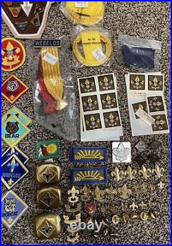 150 Pieces Vtg Boy Scout Mixed Lot Memorabilia Patches Pins Belt Badges Kerchief