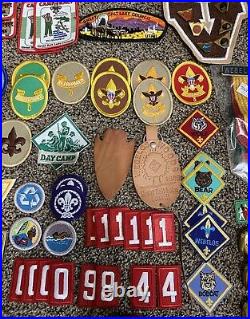 150 Pieces Vtg Boy Scout Mixed Lot Memorabilia Patches Pins Belt Badges Kerchief