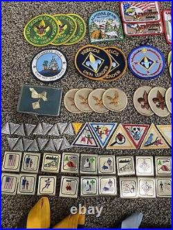 150 Pieces Vtg Boy Scout Mixed Lot Memorabilia Patches Pins Belt Badges Kerchief