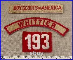 1920s-30s WHITTIER TROOP 193 Boy Scouts of America PATCHES Felt # TRS Tan & Red