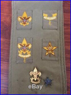 1930's 1940's Boy Scouts of America sash with patches and pins. Awesome
