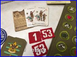 1930's Boy Scout Merit Badge Sash, Cards, Camp Patches Santa Clara County Coun