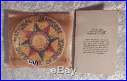 1935 Boy Scout National Jamboree Patch Mint In Package + Railroad Certificate