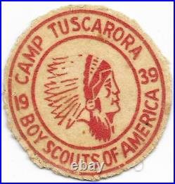 1939 Camp Patch Tuscarora Council 3 known Nayawin Rar Lodge 296 Boy Scouts BSA