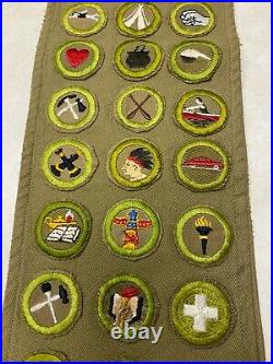 1940's Merit Badge Sash With Illinois, Connecticut, & Canada Camp Patches