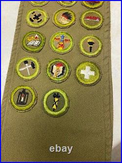 1940's Merit Badge Sash With Illinois, Connecticut, & Canada Camp Patches