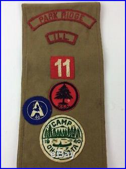 1940's Park Ridge Ill 11 Eagle Boy scout sash Worlds Fair Oh-da-ko-ta patches