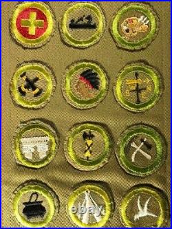 1940's era National Capital Area Sash with 29 merit badges + lots of patches