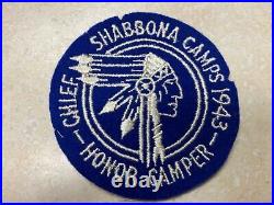 1943 Chief Shabbona Camps Honor Camper Felt Camp Patch