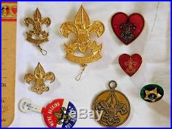 1950's 1960's BOY SCOUT MEMORABILIA with PATCHES, BOOKMARK, CARDS, PINS, etc
