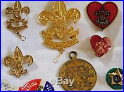 1950's 1960's BOY SCOUT MEMORABILIA with PATCHES, BOOKMARK, CARDS, PINS, etc