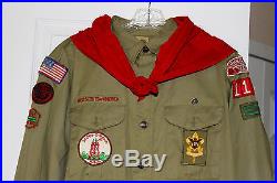 1950s 60s Vintage Boy Scout Uniform Shirt Pants Bandana with patches Insp. Report