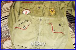 1950s 60s Vintage Boy Scout Uniform Shirt Pants Bandana with patches Insp. Report