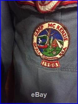 1950s Boy Scouts Shirt Sanforized BSA EAGLE SCOUT AIR EXPLORERS PATCHES MORE VTG