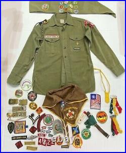 1954 Vintage Boy Scouts Uniform Sash Scarf Brownsea BSA Buckles Patches Idaho
