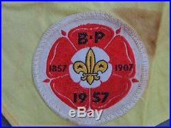 1957 World Boy Scouts 9th Jamboree Bp Badge Patch On Yellow Neckerchief