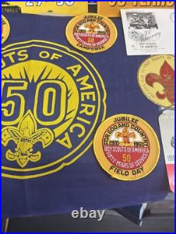 1960 BSA 50th Anniversary Boy Scout Lot Silver Coin, Patches Felt 1937 Book Rare 1960 BSA 50th Anniversary Boy Scout Lot Silver Coin, Patches Felt 1937 Book Rare
