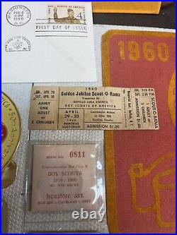 1960 BSA 50th Anniversary Boy Scout Lot Silver Coin, Patches Felt 1937 Book Rare 1960 BSA 50th Anniversary Boy Scout Lot Silver Coin, Patches Felt 1937 Book Rare