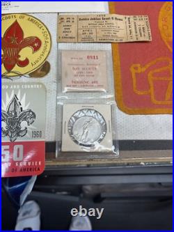1960 BSA 50th Anniversary Boy Scout Lot Silver Coin, Patches Felt 1937 Book Rare 1960 BSA 50th Anniversary Boy Scout Lot Silver Coin, Patches Felt 1937 Book Rare
