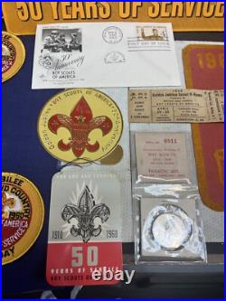 1960 BSA 50th Anniversary Boy Scout Lot Silver Coin, Patches Felt 1937 Book Rare 1960 BSA 50th Anniversary Boy Scout Lot Silver Coin, Patches Felt 1937 Book Rare