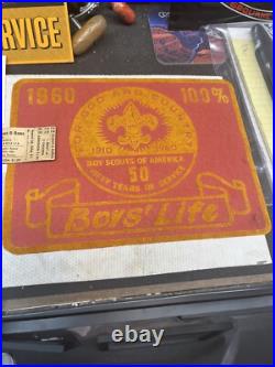 1960 BSA 50th Anniversary Boy Scout Lot Silver Coin, Patches Felt 1937 Book Rare 1960 BSA 50th Anniversary Boy Scout Lot Silver Coin, Patches Felt 1937 Book Rare