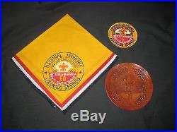 1960 National Jamboree Neckerchief, Leather and Pocket Patches