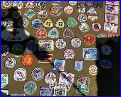 1960s-70s Green Wool Poncho With 150 Boy Scout patches RARE! With Original Apollo 11