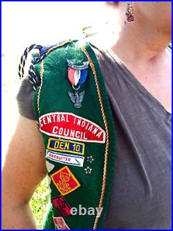 1960s Vintage Boy Scout Patch Vest Cubs To Eagle Plus Merit Badge Sash Indiana