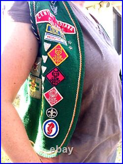 1960s Vintage Boy Scout Patch Vest Cubs To Eagle Plus Merit Badge Sash Indiana