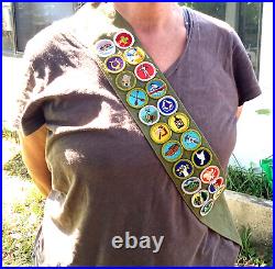 1960s Vintage Boy Scout Patch Vest Cubs To Eagle Plus Merit Badge Sash Indiana