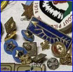 1970's BSA Patches Award/Service PINS Belt Buckles Camp Gear Neckerchiefs READ