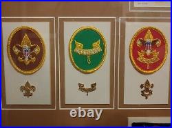 1973 Eagle Scout Award Framed 32 x 27 With 28 Patches & 9 Badges Boy Scouts