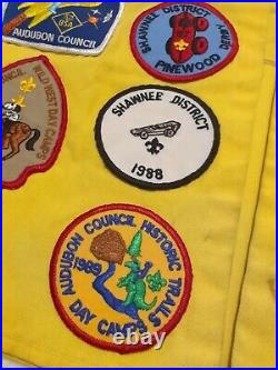 1980s Cub Scout Patch Vest Audubon Council Shawnee District Dirty Vest EUC