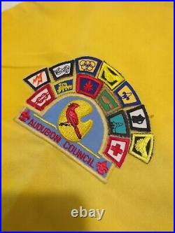 1980s Cub Scout Patch Vest Audubon Council Shawnee District Dirty Vest EUC