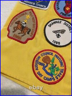 1980s Cub Scout Patch Vest Audubon Council Shawnee District Dirty Vest EUC