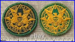 2 1940s SENIOR Boy Scout EXPLORER UNIVERSAL Medallion PATCHES BSA Uniform Badge