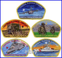 2018 Central Florida Council Popcorn Military CSP Patch Badge Set BSA Lot FOS