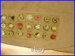 21 square merit badges on jacket star & life patches eagle ribbon bar, pl