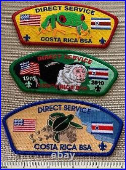3 Boy Scouts COSTA RICA DIRECT SERVICE Council Strip PATCHES CSP BSA Badge