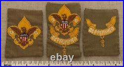3 Vintage BOY SCOUT Rank Badge PATCHES BSA Tenderfoot First Second Class