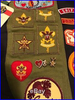 40 Vintage 1950's Boy Scout Patches Pins Sash / Cards Indiana