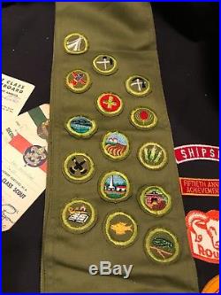 40 Vintage 1950's Boy Scout Patches Pins Sash / Cards Indiana