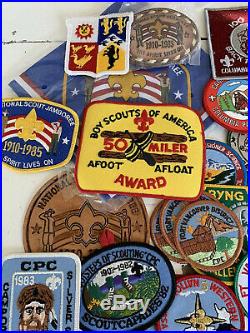40 + Vintage BSA Boy Scout Patch Lot Huge Assortment Belt Buckle Scarf Bolo Tie