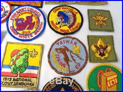 47 Pieces 1970s Boy Scout Patches Badges Awards Pin Neckerchief Slides Vintage