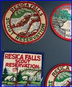 7 Vintage RESICA FALLS RESERVATION Boy Scout Camp PATCHES BSA Uniform Badge