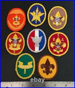 8 EARLY 70s BOY SCOUT RANK Badge PATCHES Eagle First Second Class Star Life+ BSA