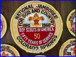 8 VTG 1960 BSA National Jamboree Neckerchief & Patches 50yrs For GOD &Country